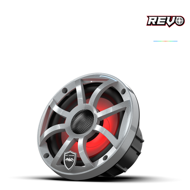 REVO Series 6.5-inch High-Output Component Style Coaxial Speakers w/ XS-Silver RGB Grilles