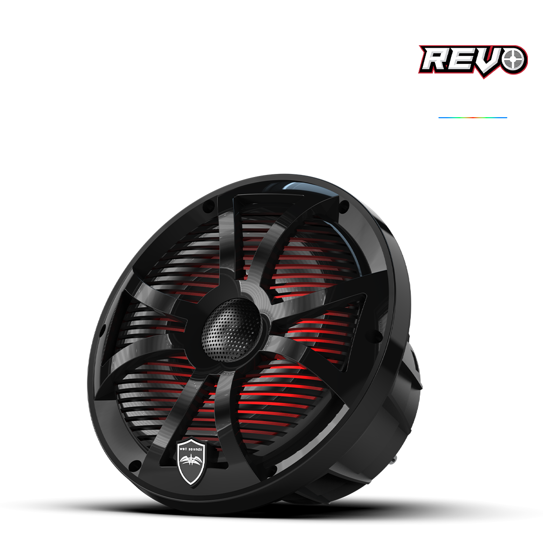REVO Series 8-inch High-Output Component Style Coaxial Speakers w/ SW-Black RGB Grilles