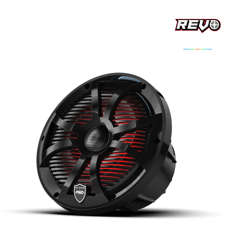 REVO Series 8-inch High-Output Component Style Coaxial Speakers w/ SW-Black RGB Grilles