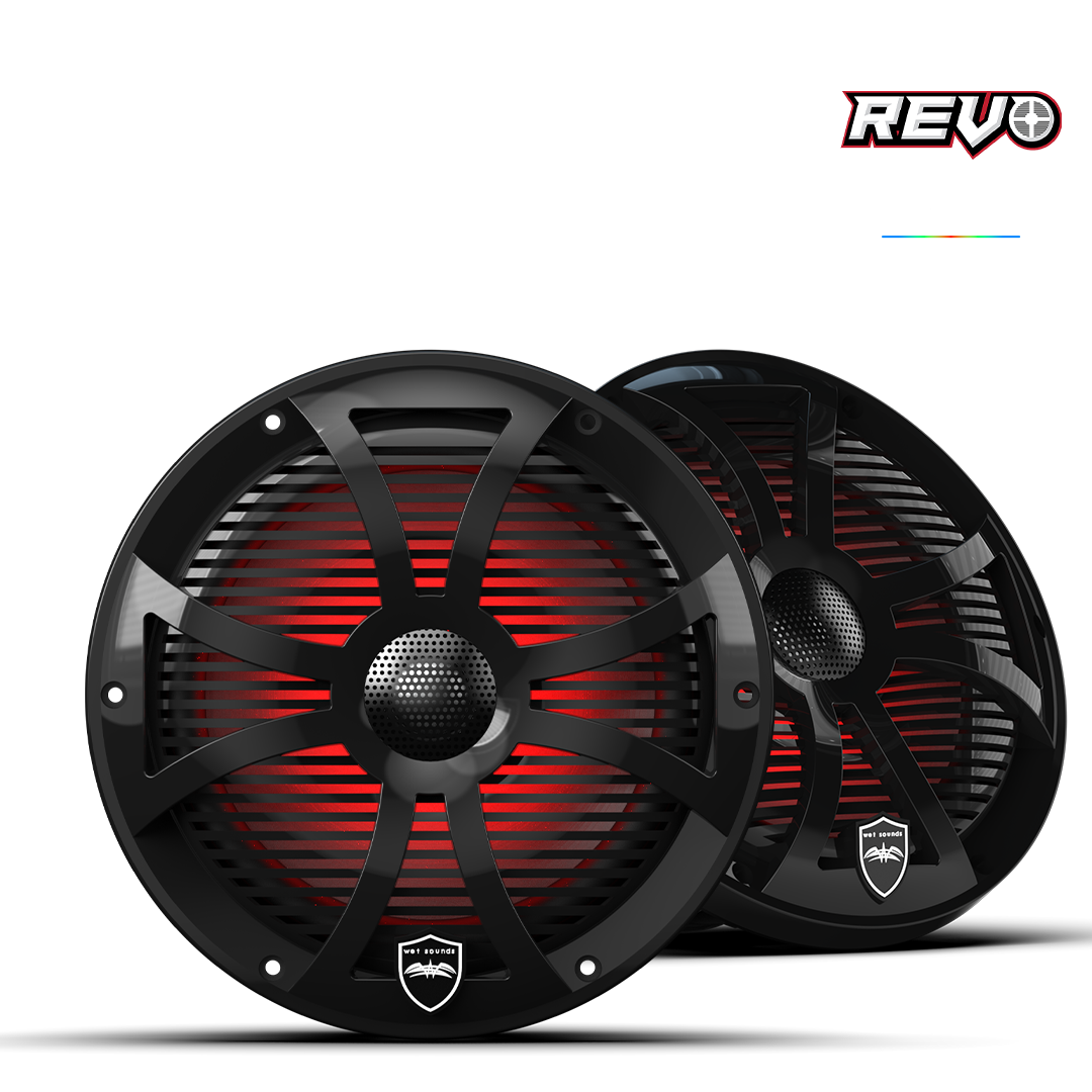 REVO Series 8-inch High-Output Component Style Coaxial Speakers w/ SW-Black RGB Grilles