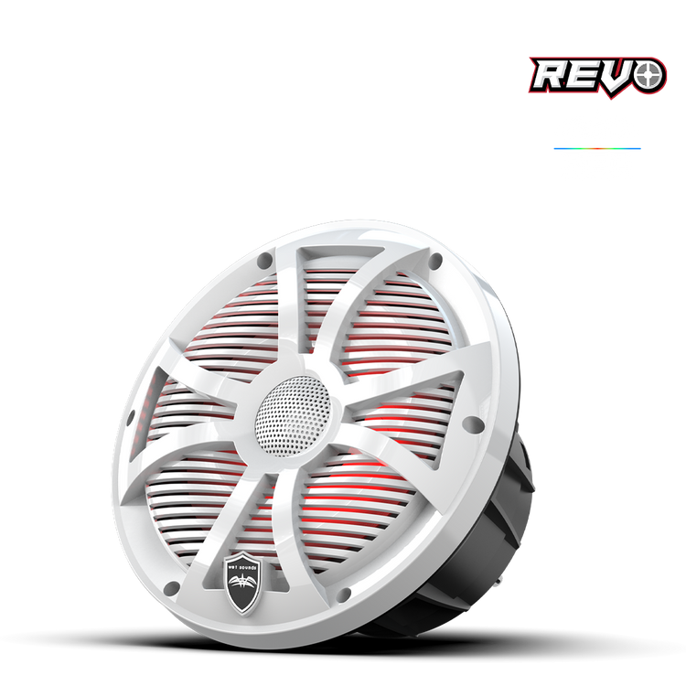 REVO Series 8-inch High-Output Component Style Coaxial Speakers w/ SW-White RGB Grilles