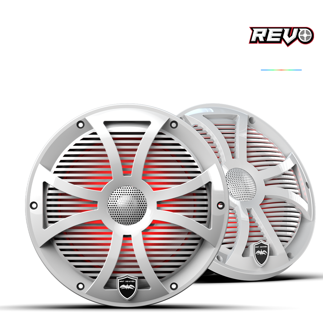 REVO Series 8-inch High-Output Component Style Coaxial Speakers w/ SW-White RGB Grilles