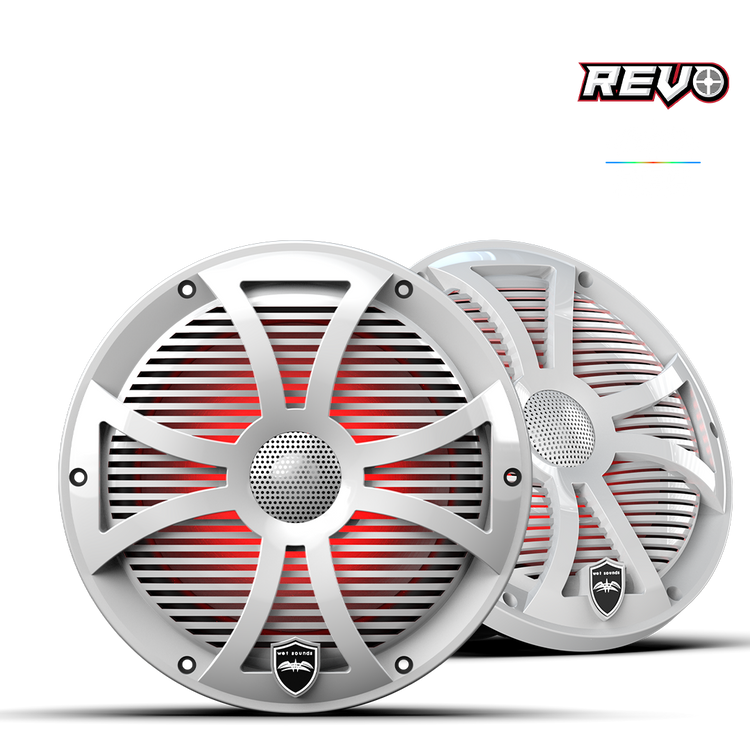 REVO Series 8-inch High-Output Component Style Coaxial Speakers w/ SW-White RGB Grilles