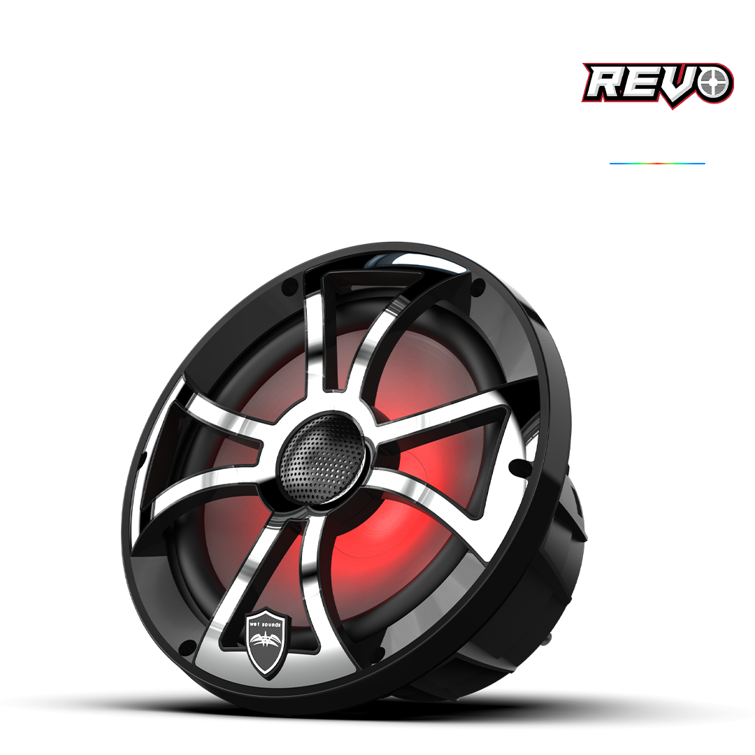 REVO Series 6.5-inch High-Output Component Style Coaxial Speakers w/ XS-Black-Stainless Steel RGB Grilles