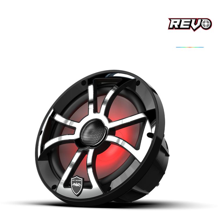 REVO Series 6.5-inch High-Output Component Style Coaxial Speakers w/ XS-Black-Stainless Steel RGB Grilles