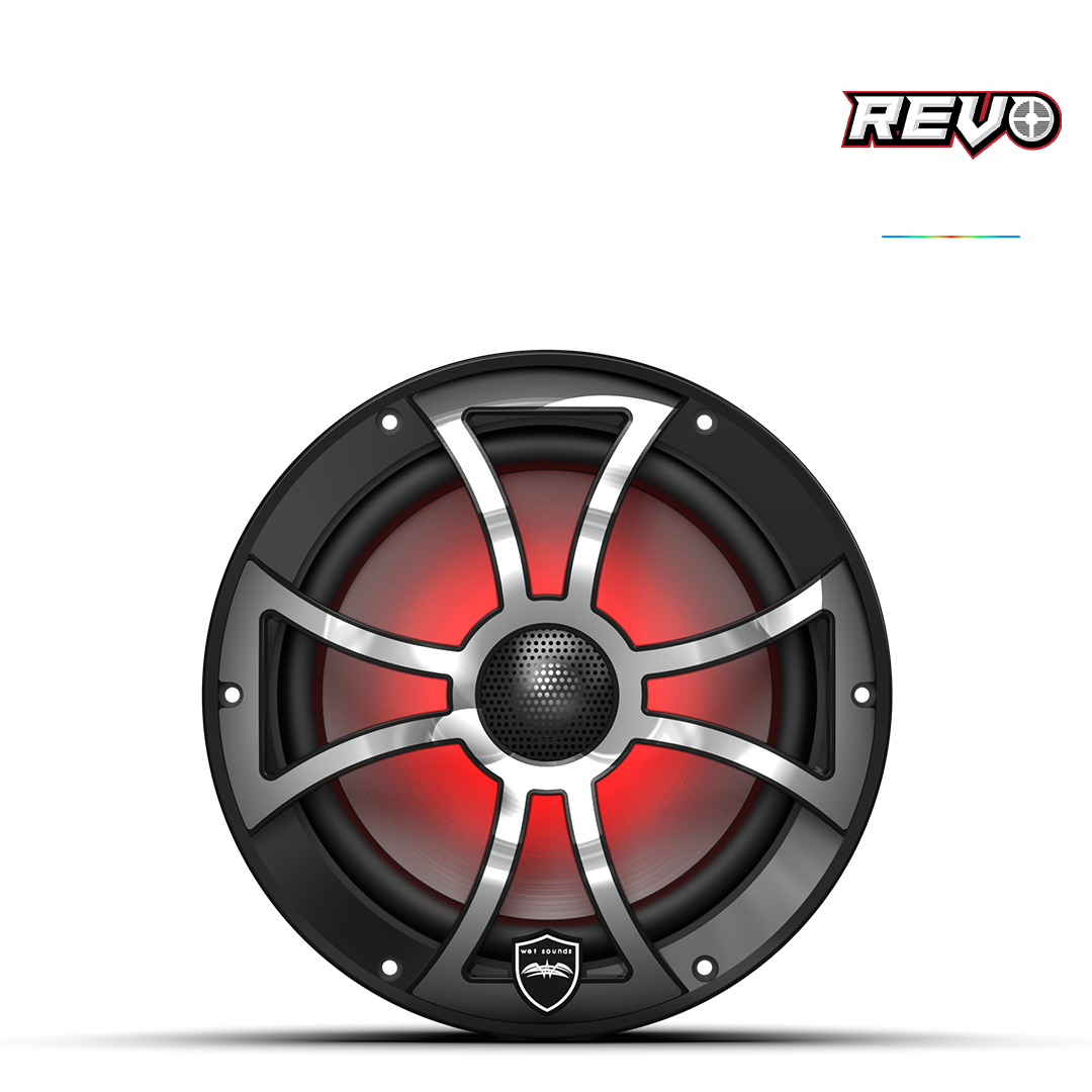 REVO Series 6.5-inch High-Output Component Style Coaxial Speakers w/ XS-Black-Stainless Steel RGB Grilles