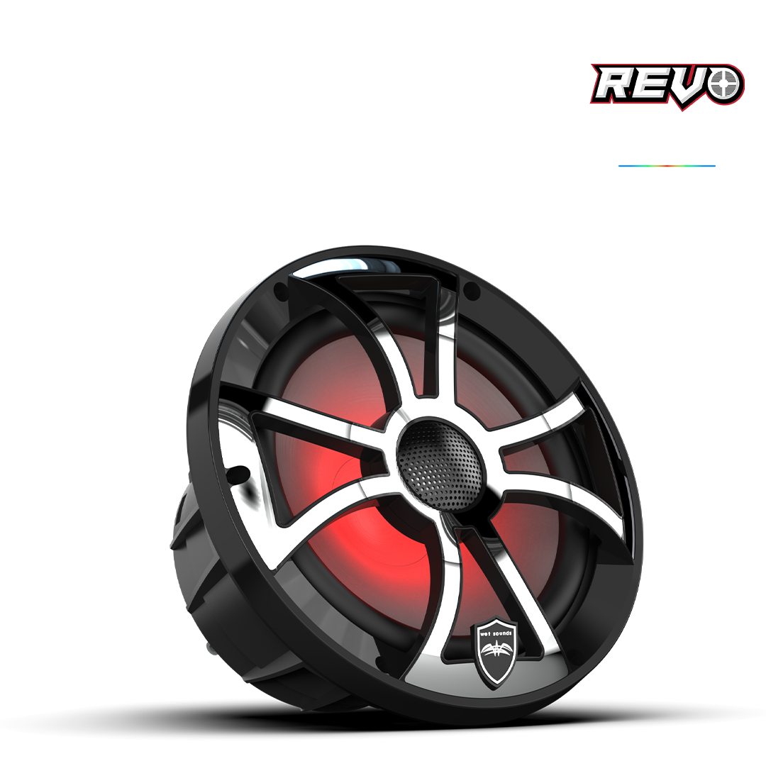 REVO Series 6.5-inch High-Output Component Style Coaxial Speakers w/ XS-Black-Stainless Steel RGB Grilles