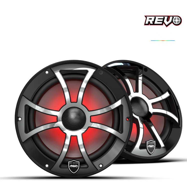 REVO Series 6.5-inch High-Output Component Style Coaxial Speakers w/ XS-Black-Stainless Steel RGB Grilles