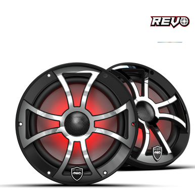 REVO 8 XS-B-SS V3 | REVO 8-inch Black Coaxial Speakers with XS Black Stainless RGB Grilles
