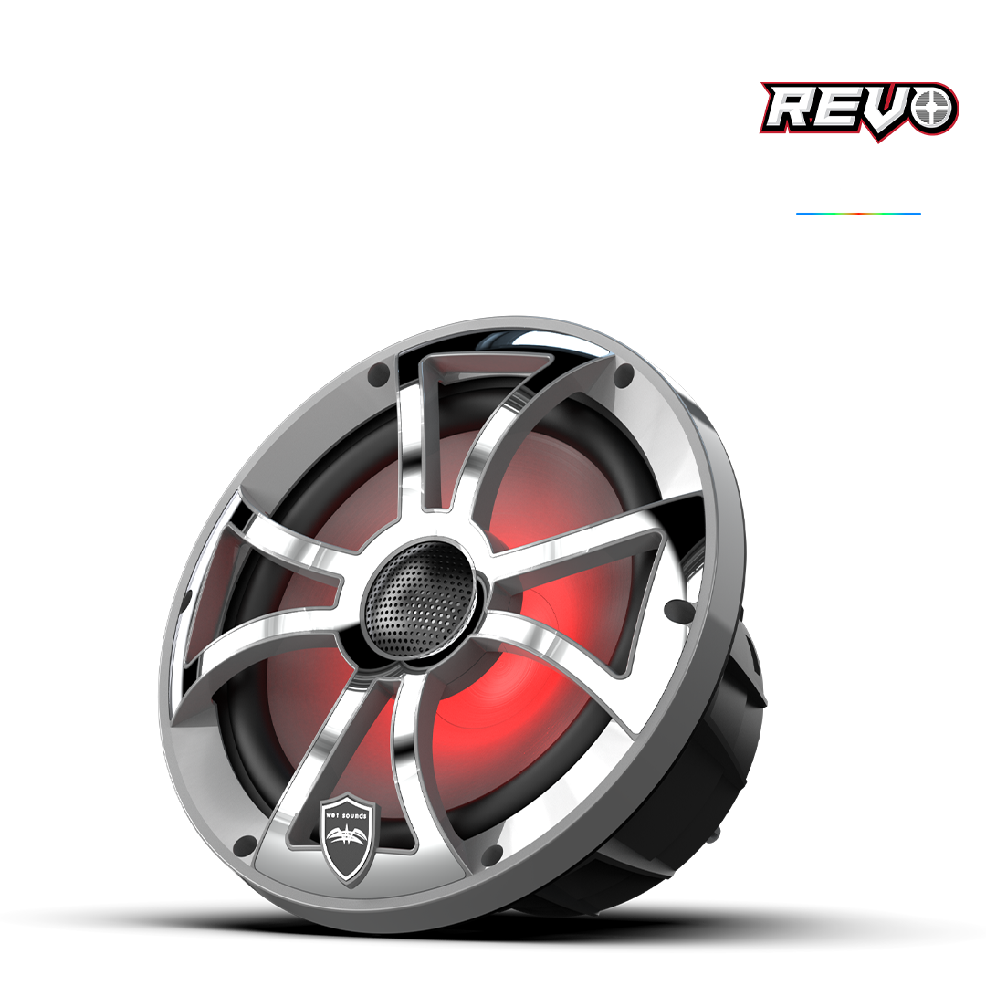 REVO Series 8-inch High-Output Component Style Coaxial Speakers w/ XS-Gunmetal-Stainless Steel RGB Grilles