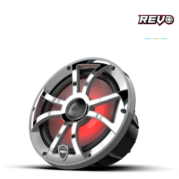 REVO Series 8-inch High-Output Component Style Coaxial Speakers w/ XS-Gunmetal-Stainless Steel RGB Grilles