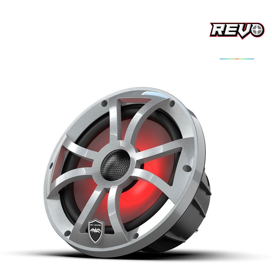 REVO Series 8-inch High-Output Component Style Coaxial Speakers w/ XS-Silver RGB Grilles