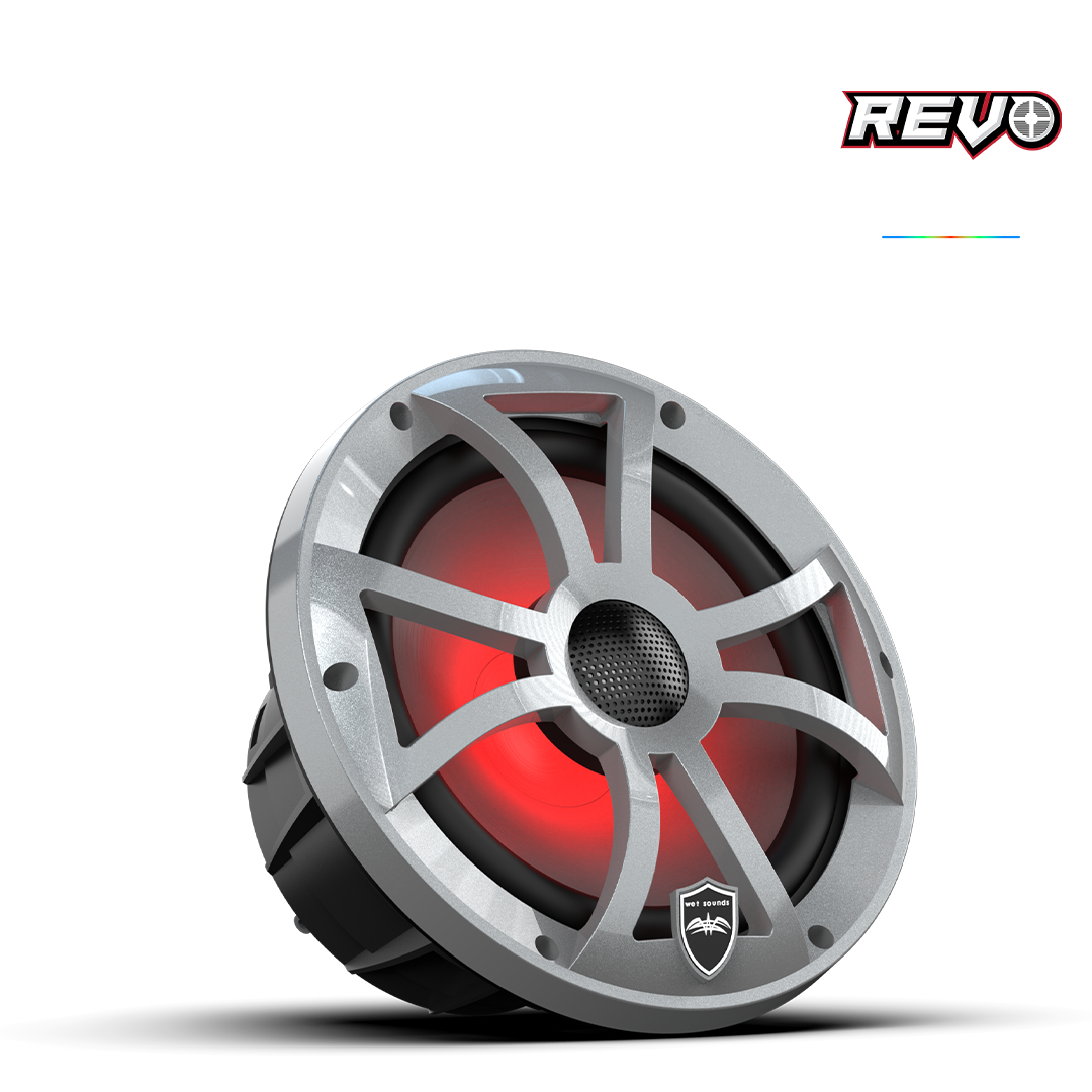 REVO Series 8-inch High-Output Component Style Coaxial Speakers w/ XS-Silver RGB Grilles