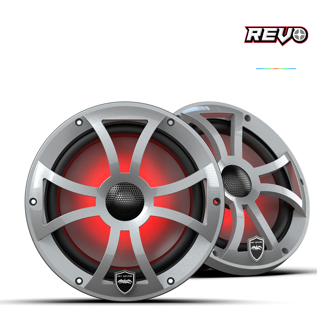 REVO Series 8-inch High-Output Component Style Coaxial Speakers w/ XS-Silver RGB Grilles