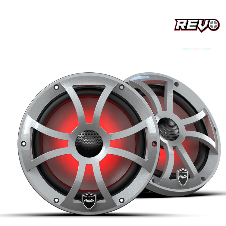 REVO Series 8-inch High-Output Component Style Coaxial Speakers w/ XS-Silver RGB Grilles