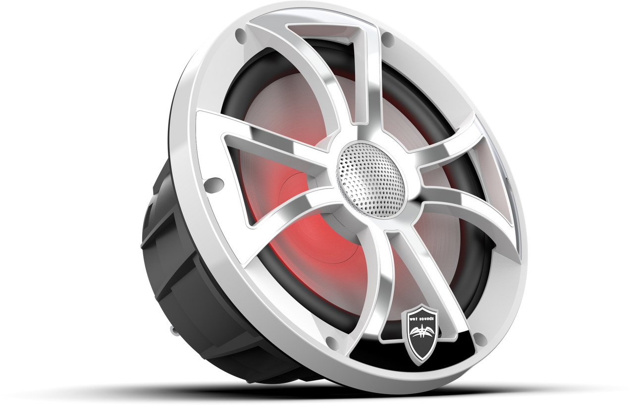 REVO 8 XS-W-SS V3 | REVO 8-inch White Coaxial Speakers with XS White Stainless Steel RGB Grilles