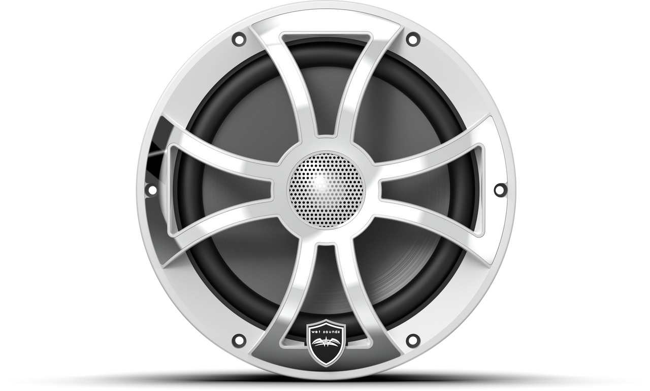 REVO 8 XS-W-SS V3 | REVO 8-inch White Coaxial Speakers with XS White Stainless Steel RGB Grilles