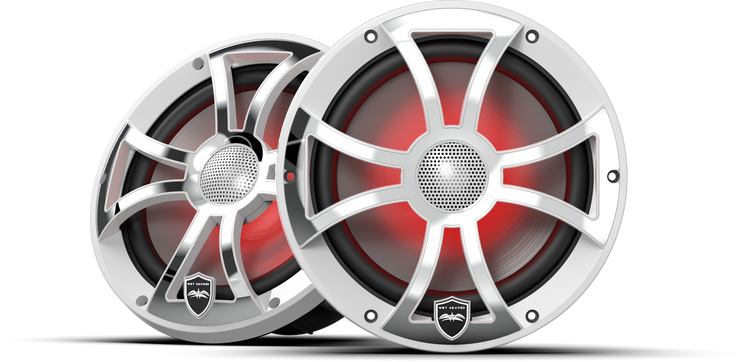 REVO 8 XS-W-SS V3 | REVO 8-inch White Coaxial Speakers with XS White Stainless Steel RGB Grilles