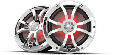 REVO 8 XS-W-SS V3 | REVO 8-inch White Coaxial Speakers with XS White Stainless Steel RGB Grilles
