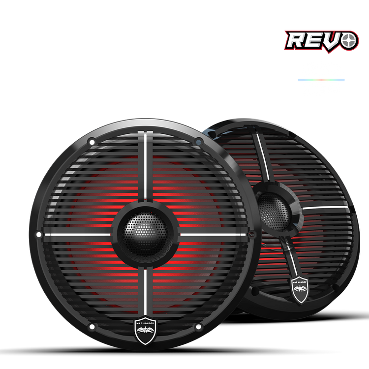 REVO Series 8-inch High-Output Component Style Coaxial Speakers w/ XW-Black RGB Grilles