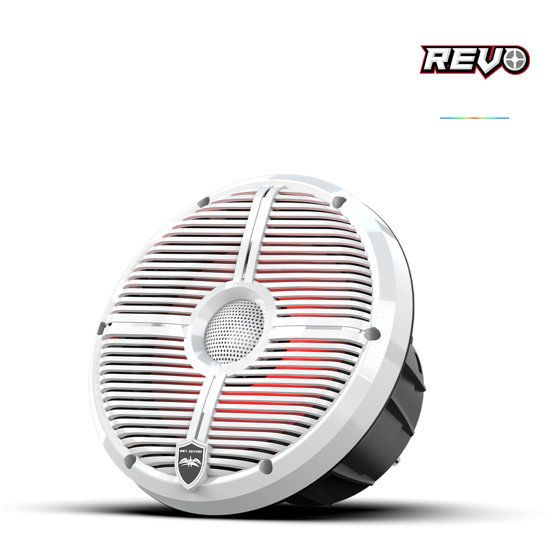 REVO Series 8-inch High-Output Component Style Coaxial Speakers w/ XW-White RGB Grilles