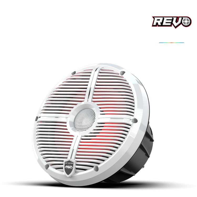 REVO Series 8-inch High-Output Component Style Coaxial Speakers w/ XW-White RGB Grilles