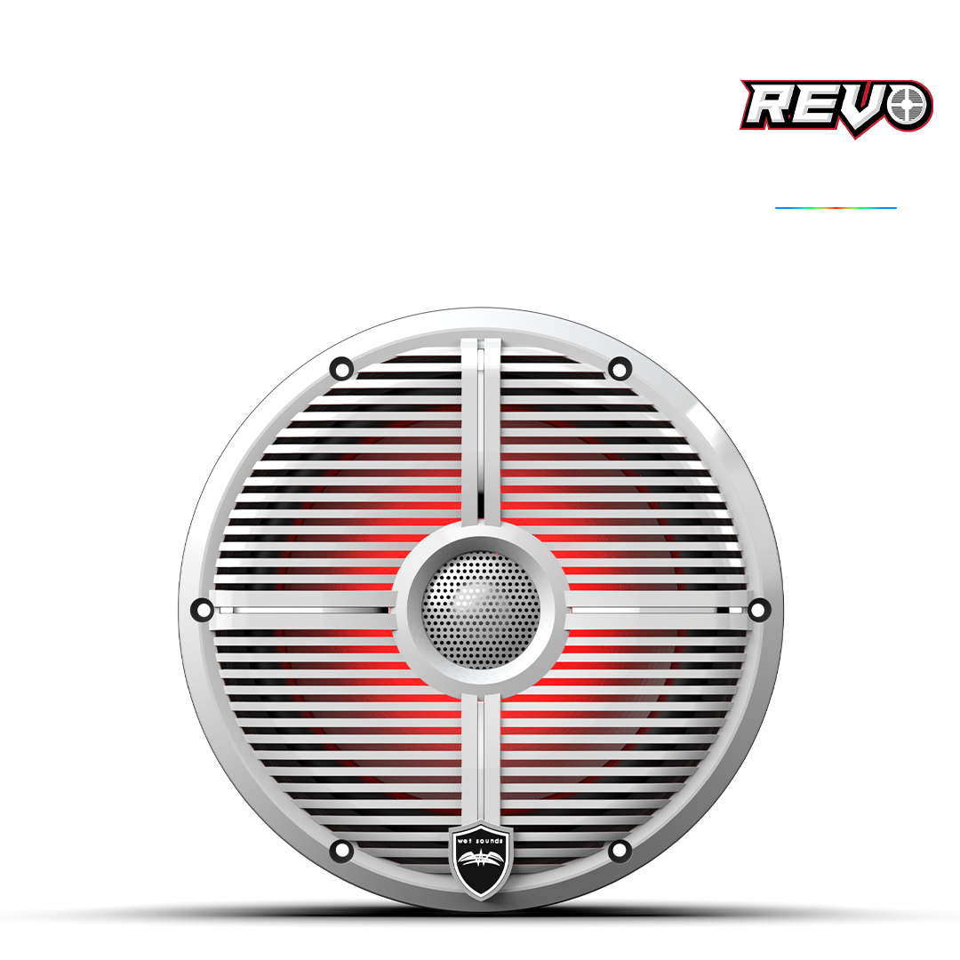 REVO Series 8-inch High-Output Component Style Coaxial Speakers w/ XW-White RGB Grilles