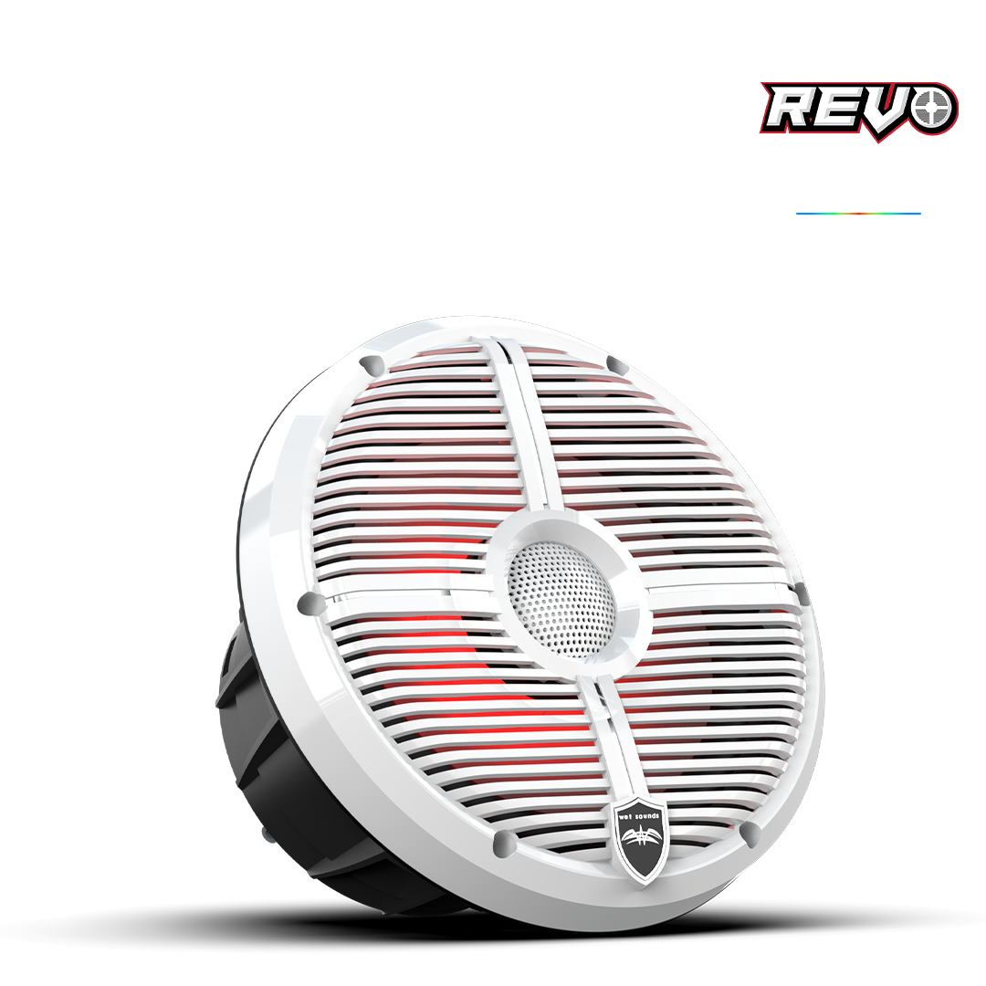 REVO Series 8-inch High-Output Component Style Coaxial Speakers w/ XW-White RGB Grilles