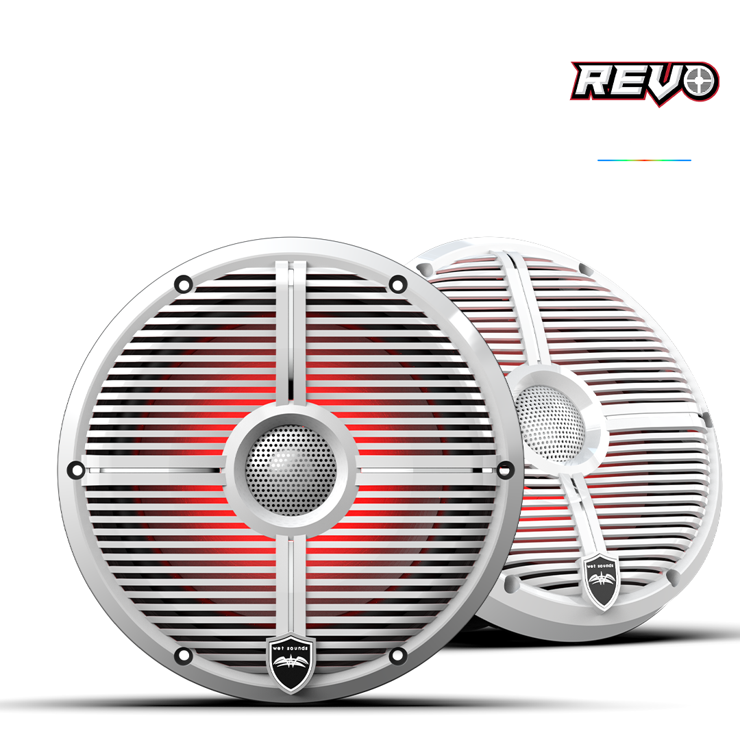 REVO Series 8-inch High-Output Component Style Coaxial Speakers w/ XW-White RGB Grilles