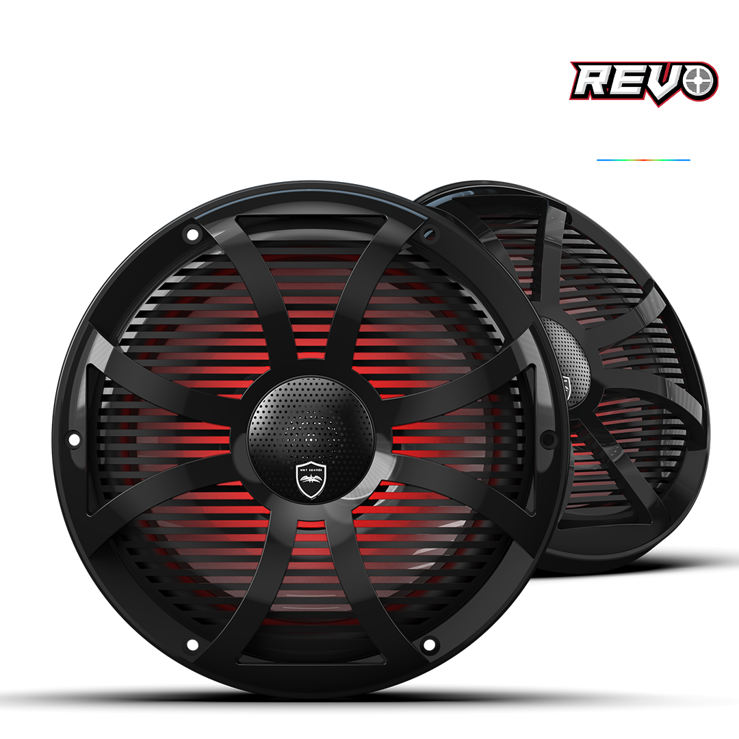 Wet Sounds™ REVO Series 10-inch High-Output Component Style Coaxial Speakers w/ SW-Black RGB Grilles