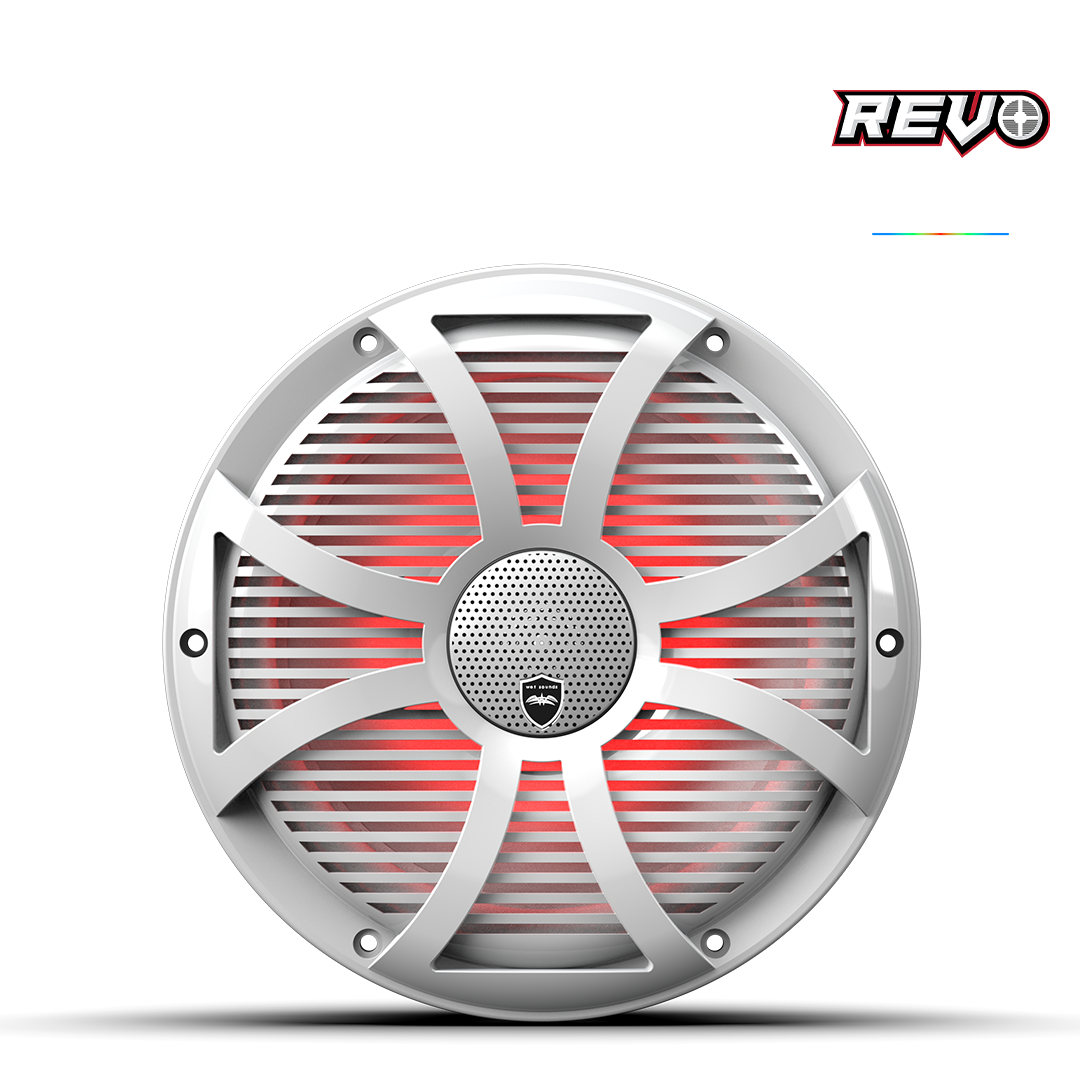 Wet Sounds™ REVO Series 10-inch High-Output Component Style Coaxial Speakers w/ SW-White RGB Grilles