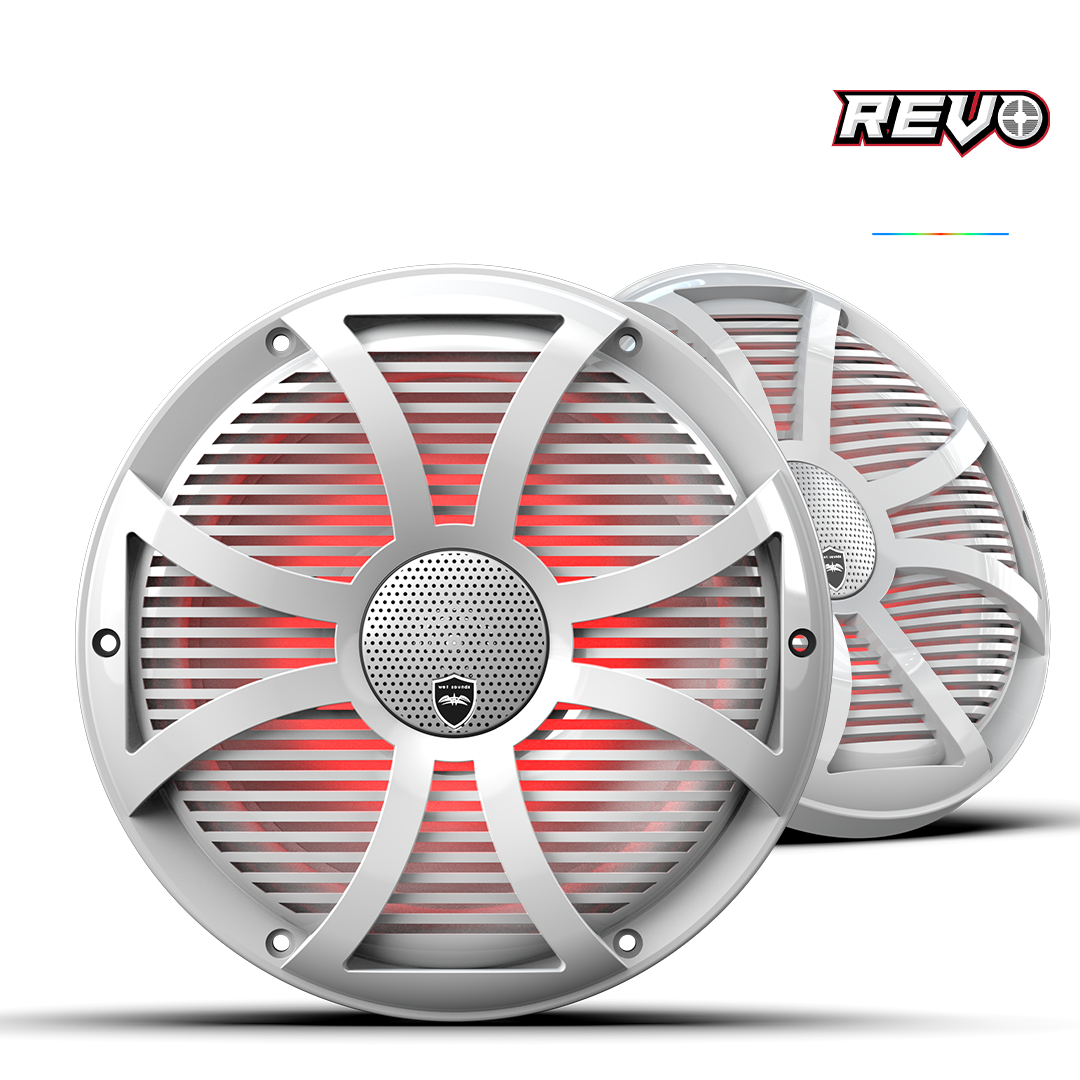 Wet Sounds™ REVO Series 10-inch High-Output Component Style Coaxial Speakers w/ SW-White RGB Grilles