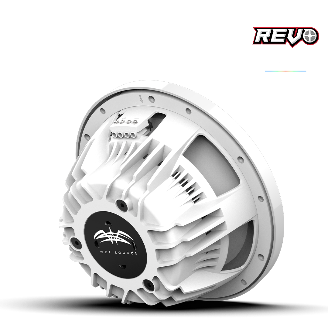 Wet Sounds™ REVO Series 10-inch High-Output Component Style Coaxial Speakers w/ XS-White-Stainless Steel RGB Grilles