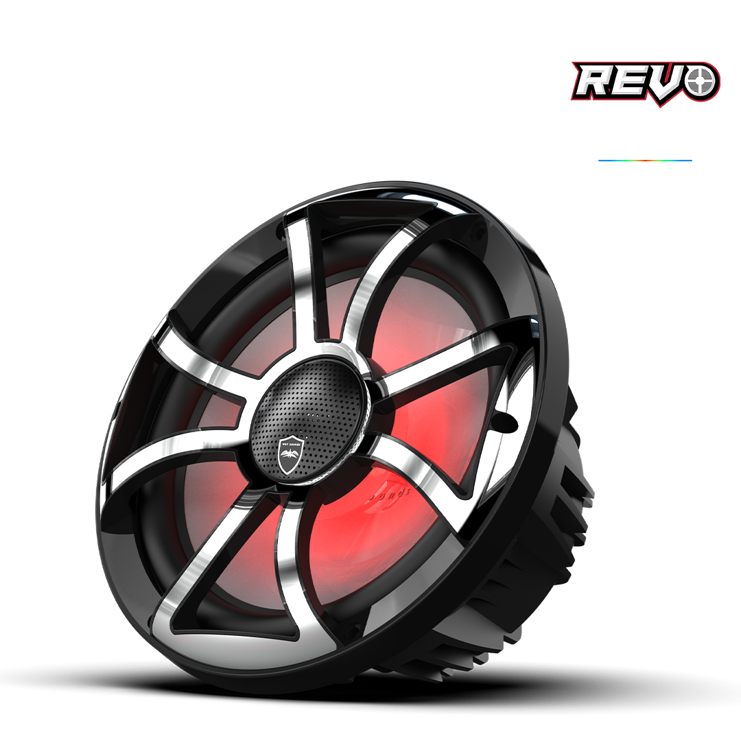 Wet Sounds™ REVO Series 10-inch High-Output Component Style Coaxial Speakers w/ XS-Black-Stainless Steel RGB Grilles