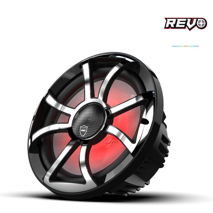 Wet Sounds™ REVO Series 10-inch High-Output Component Style Coaxial Speakers w/ XS-Black-Stainless Steel RGB Grilles
