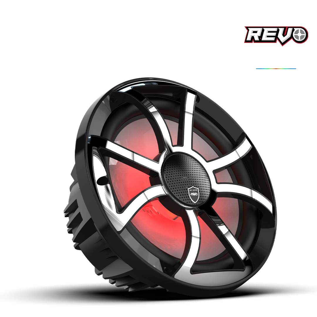 Wet Sounds™ REVO Series 10-inch High-Output Component Style Coaxial Speakers w/ XS-Black-Stainless Steel RGB Grilles
