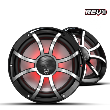 REVO CX-10 XS-B-SS S2 | REVO 10-inch Black Coaxial Speakers with Black XS Stainless Steel Grilles