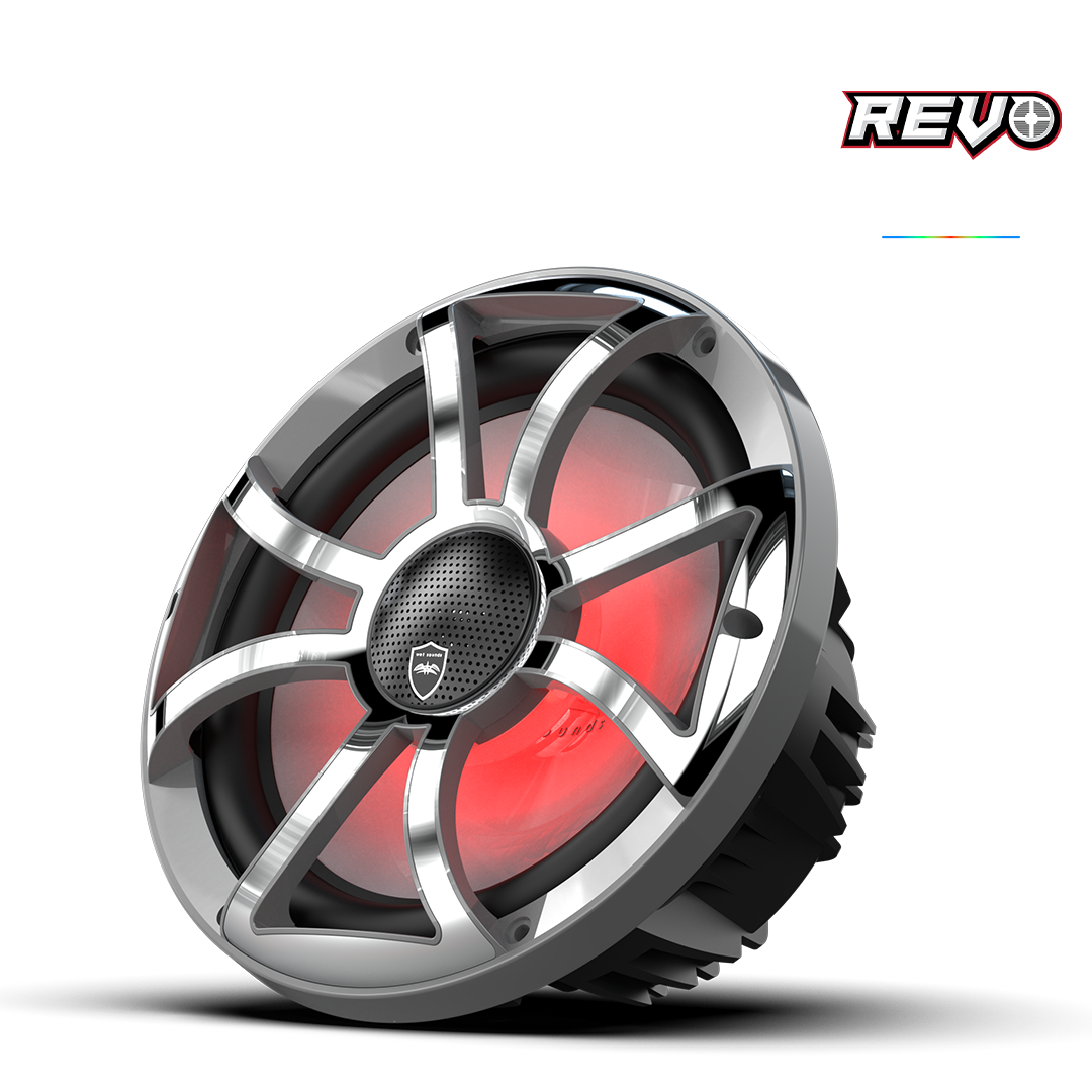 Wet Sounds™ REVO Series 10-inch High-Output Component Style Coaxial Speakers w/ XS-Gunmetal-Stainless Steel RGB Grilles