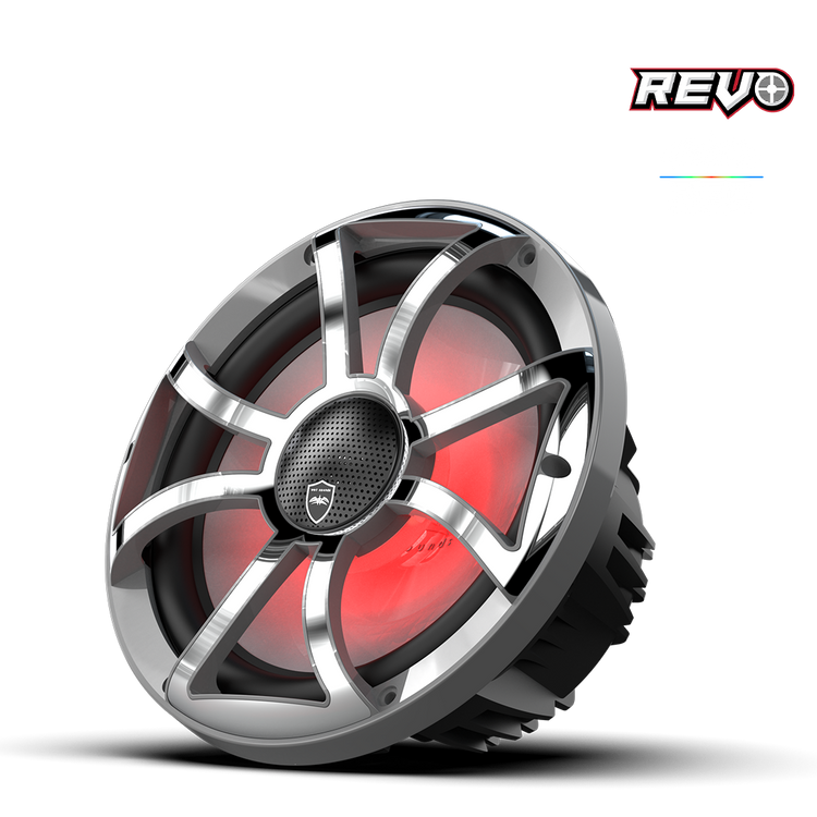 Wet Sounds™ REVO Series 10-inch High-Output Component Style Coaxial Speakers w/ XS-Gunmetal-Stainless Steel RGB Grilles