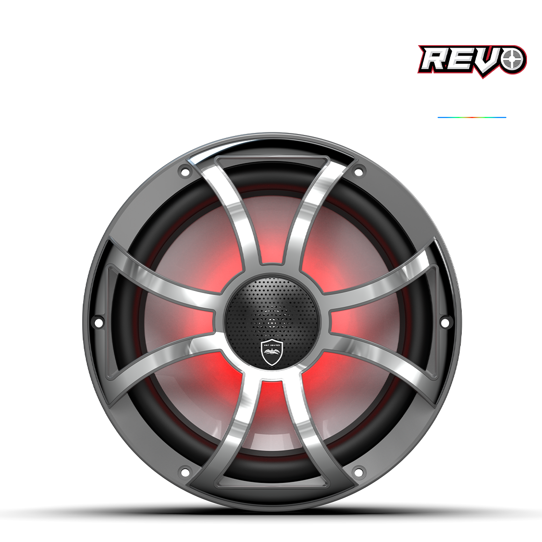 Wet Sounds™ REVO Series 10-inch High-Output Component Style Coaxial Speakers w/ XS-Gunmetal-Stainless Steel RGB Grilles
