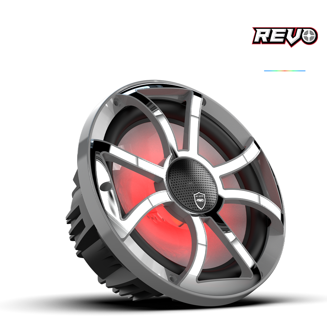 Wet Sounds™ REVO Series 10-inch High-Output Component Style Coaxial Speakers w/ XS-Gunmetal-Stainless Steel RGB Grilles