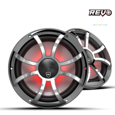 REVO CX-10 XS-G-SS S2 | 10-inch Gunmetal Coaxial Speakers with Gunmetal XS Stainless RGB Grilles