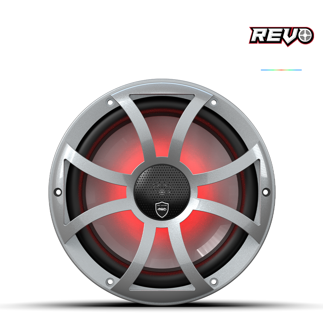 Wet Sounds™ REVO Series 10-inch High-Output Component Style Coaxial Speakers w/ XS-Silver RGB Grilles