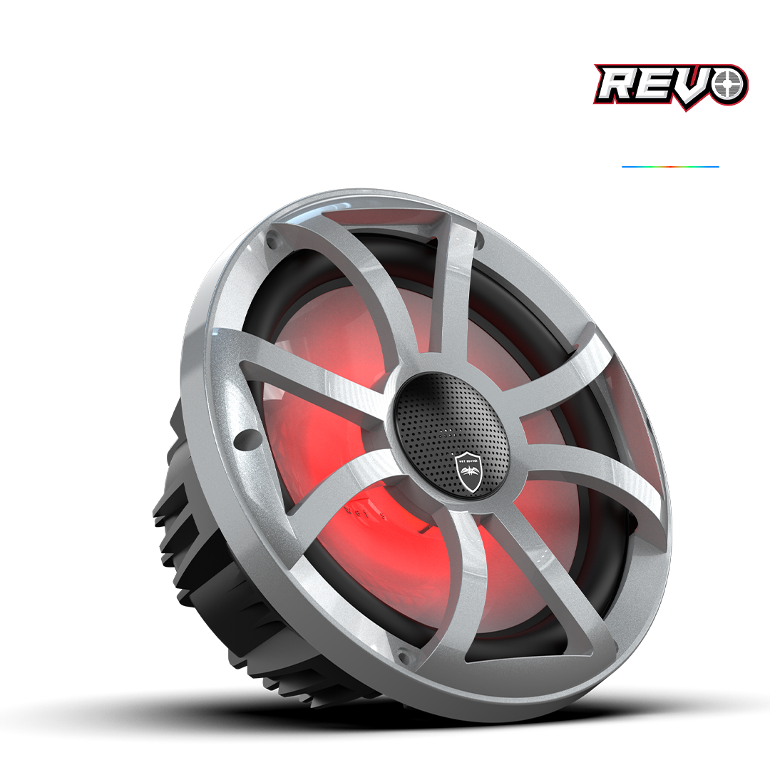 Wet Sounds™ REVO Series 10-inch High-Output Component Style Coaxial Speakers w/ XS-Silver RGB Grilles