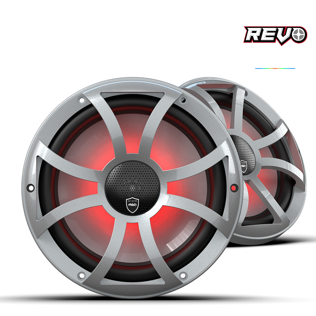 Wet Sounds™ REVO Series 10-inch High-Output Component Style Coaxial Speakers w/ XS-Silver RGB Grilles