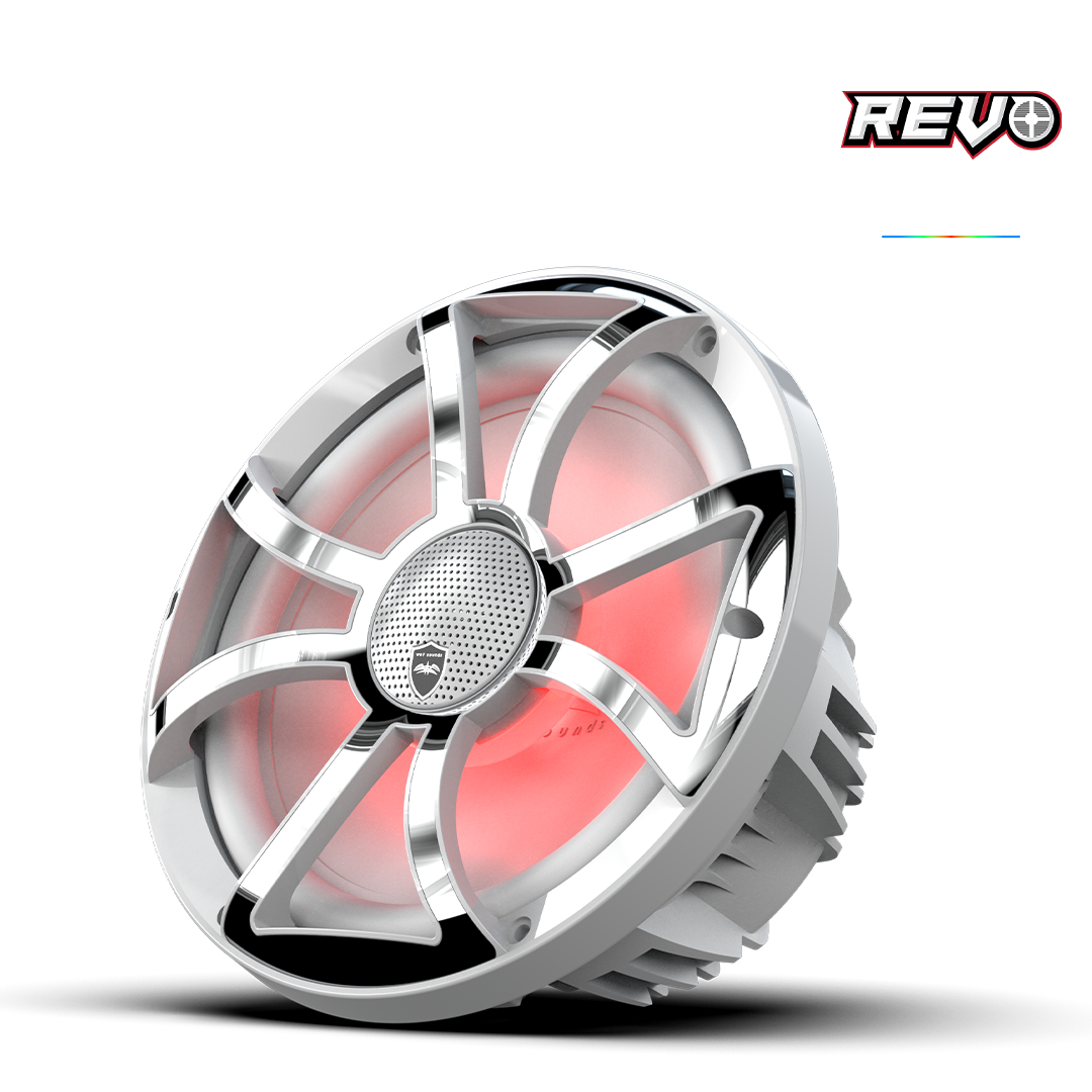 Wet Sounds™ REVO Series 10-inch High-Output Component Style Coaxial Speakers w/ XS-White-Stainless Steel RGB Grilles