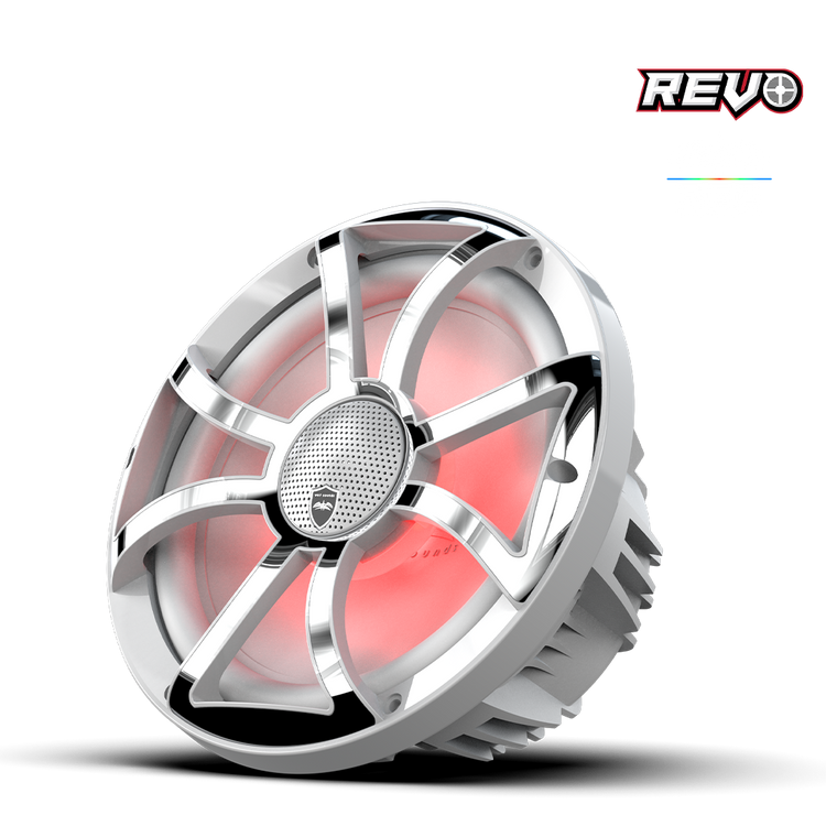 Wet Sounds™ REVO Series 10-inch High-Output Component Style Coaxial Speakers w/ XS-White-Stainless Steel RGB Grilles