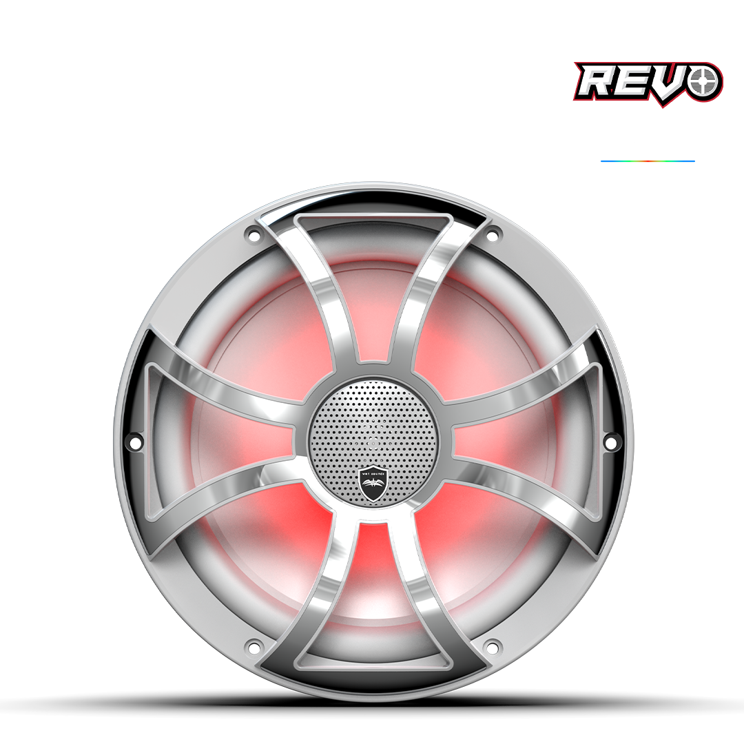 Wet Sounds™ REVO Series 10-inch High-Output Component Style Coaxial Speakers w/ XS-White-Stainless Steel RGB Grilles