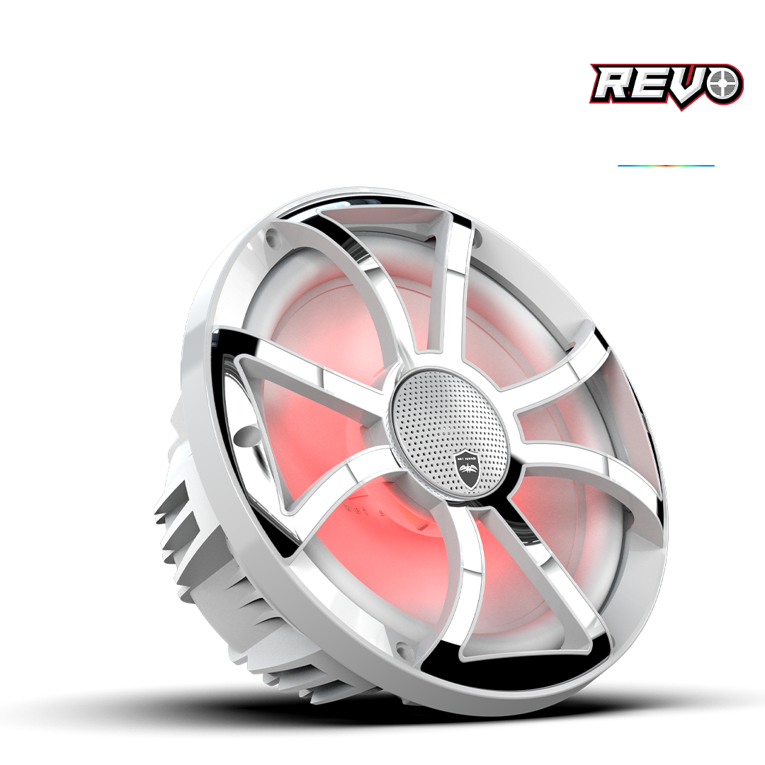 Wet Sounds™ REVO Series 10-inch High-Output Component Style Coaxial Speakers w/ XS-White-Stainless Steel RGB Grilles