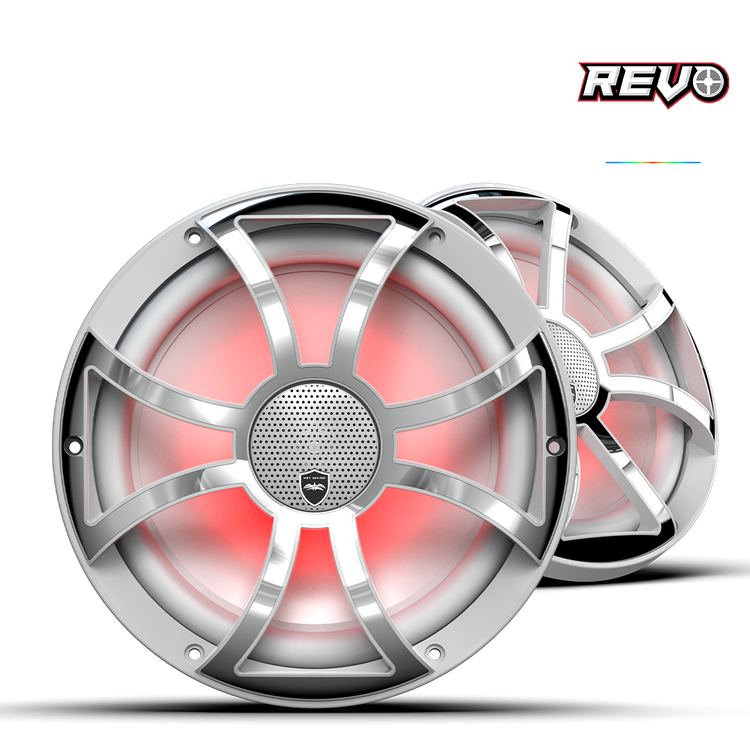 Wet Sounds™ REVO Series 10-inch High-Output Component Style Coaxial Speakers w/ XS-White-Stainless Steel RGB Grilles